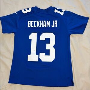 Nike NFL New York Giants Beckham #13!Kids Blue and White Jersey Size S